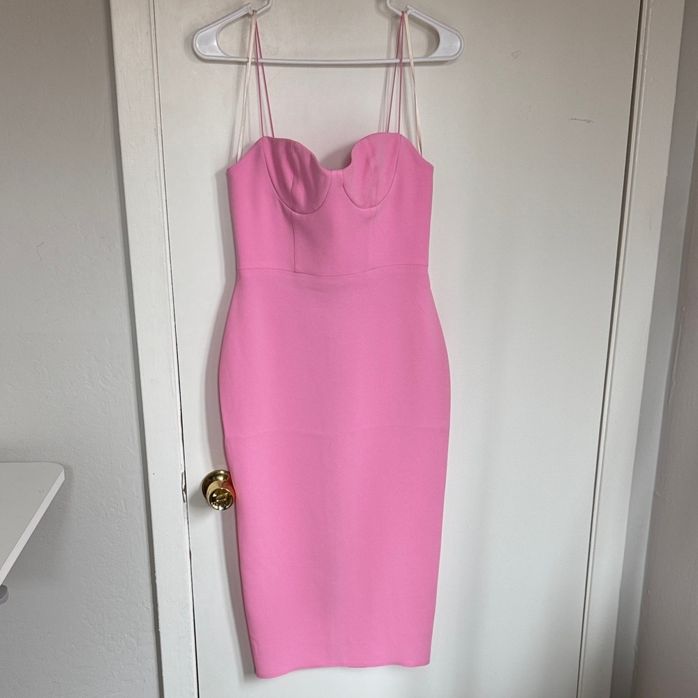 Alex Perry Pink Bustier Corset Midi Dress US Size 4 Bodycon - Picture 2 of 6